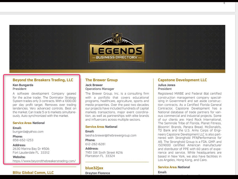 Legends Business Directory Listing BTBT